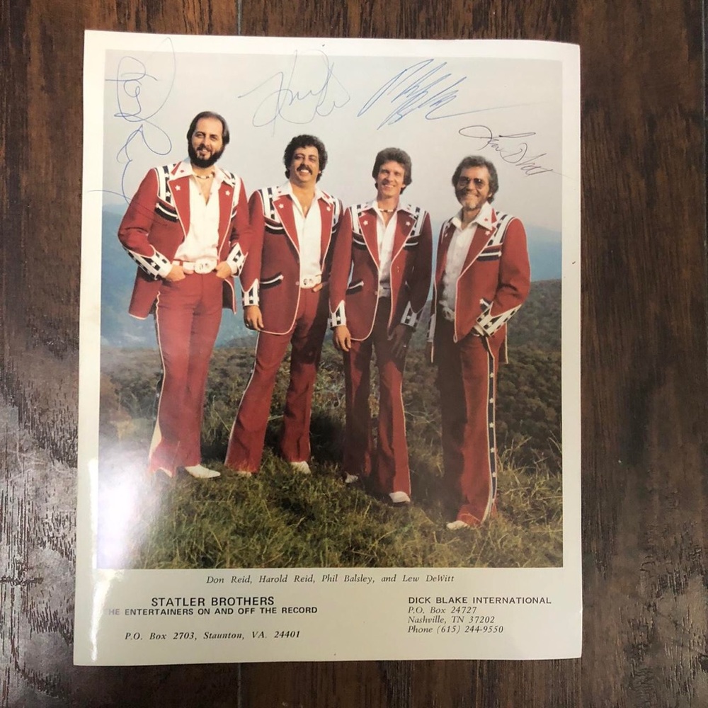 Signed (4) Statler Brothers 8x10 Photo Harold Don Reid Phil Balsley Lew Dewitt